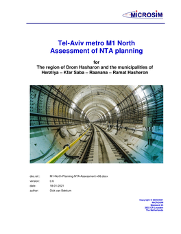 Tel-Aviv Metro M1 North Assessment of NTA Planning