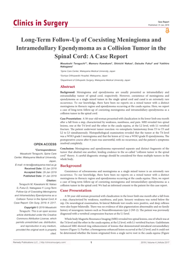 Long-Term Follow-Up of Coexisting Meningioma and Intramedullary Ependymoma As a Collision Tumor in the Spinal Cord: a Case Report