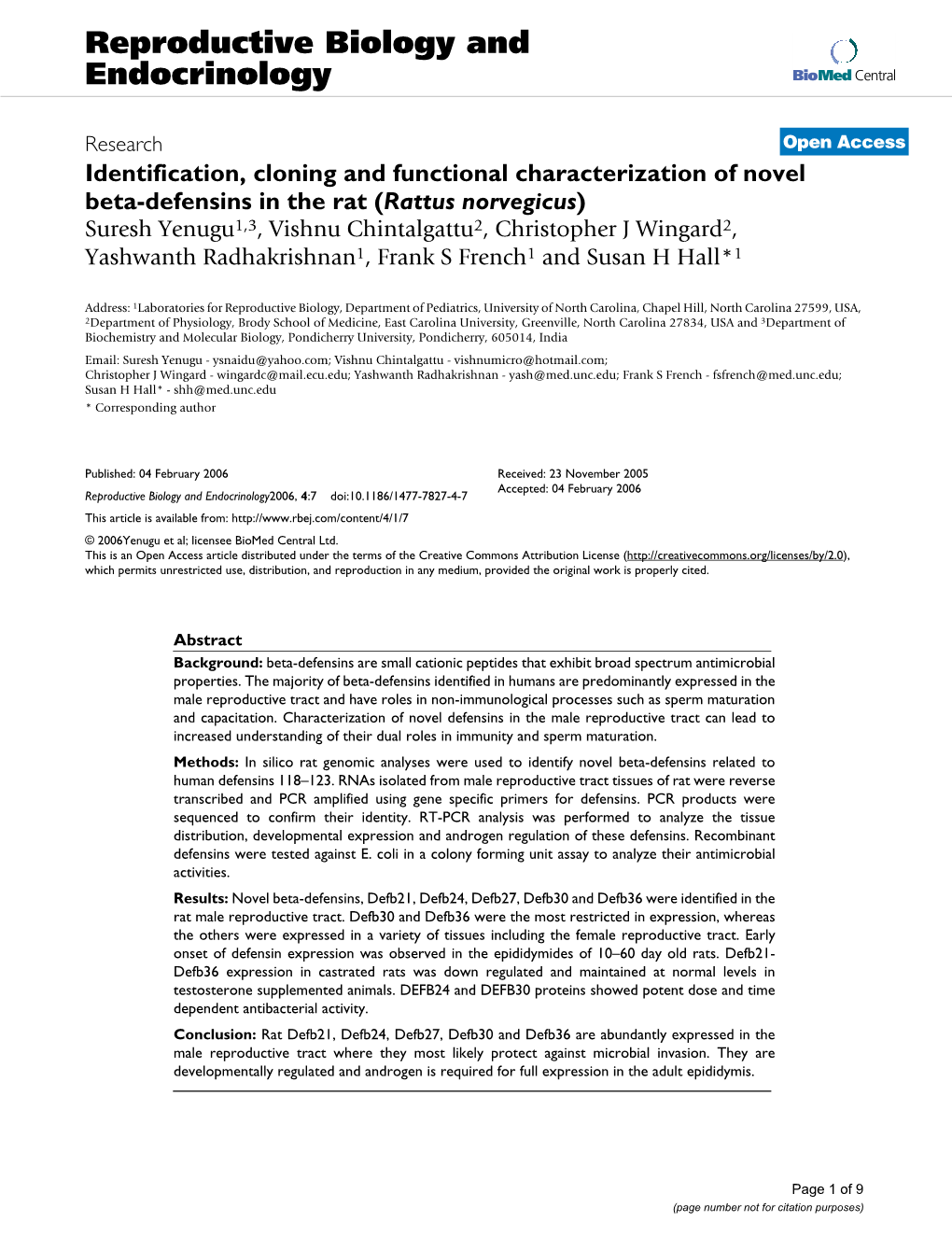 Reproductive Biology and Endocrinology Biomed Central