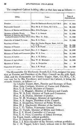 The Completed Cabinet Holding Office at That Date Was As Follows The