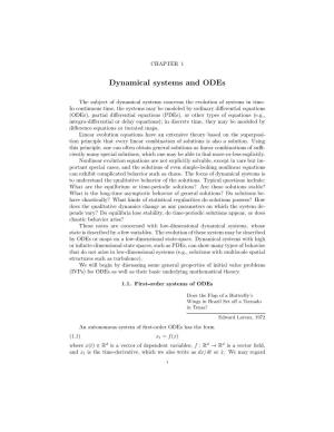 Dynamical Systems and Odes