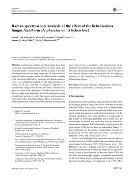 Raman Spectroscopic Analysis of the Effect of the Lichenicolous Fungus Xanthoriicola Physciae on Its Lichen Host