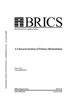 A Characterization of Finitary Bisimulation Basic Research in Computer Science