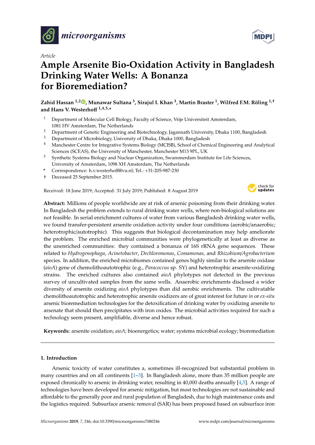 Ample Arsenite Bio-Oxidation Activity in Bangladesh Drinking Water Wells: a Bonanza for Bioremediation?