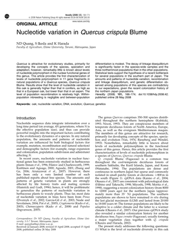 Nucleotide Variation in Quercus Crispula Blume