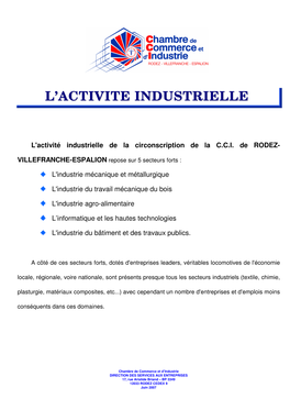 L'activité Industrielle En Aveyron