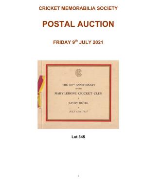 Cricket Memorabilia Society Postal Auction Friday 9