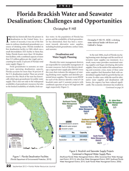 Florida Brackish Water and Seawater Desalination: Challenges and Opportunities