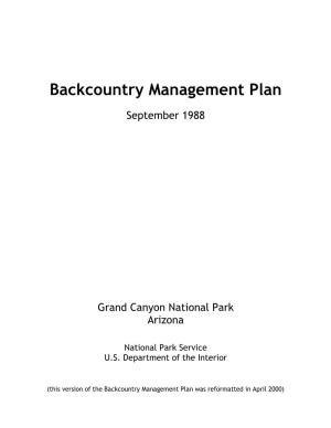 1988 Backcountry Management Plan