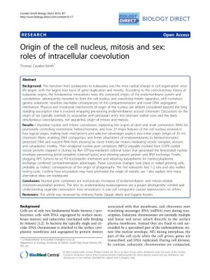 Origin of the Cell Nucleus, Mitosis and Sex: Roles of Intracellular Coevolution Thomas Cavalier-Smith*