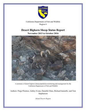 Desert Bighorn Sheep Report
