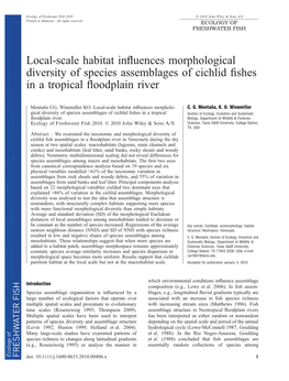 Local-Scale Habitat Influences Morphological Diversity of Species
