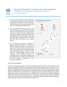 Occupied Palestinian Territory (Opt): Flash Update #1 Escalation in East Jerusalem, the Gaza Strip and Israel As of 17:00, 11 May 2021