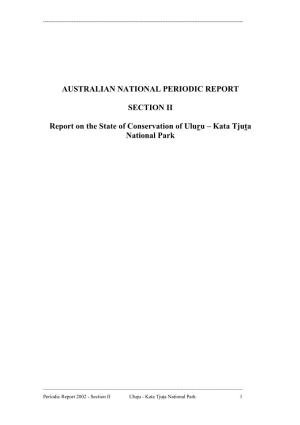 Periodic Report on the State of Conservation of Uluru-Kata Tjuta