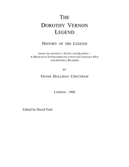 The Dorothy Vernon Legend