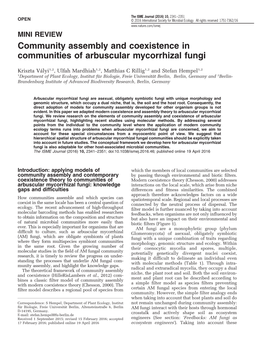 Community Assembly and Coexistence in Communities of Arbuscular Mycorrhizal Fungi