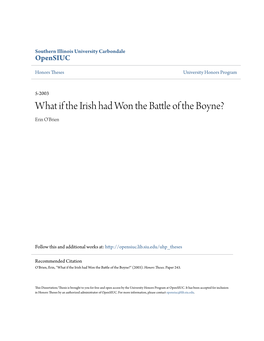What If the Irish Had Won the Battle of the Boyne? Erin O'brien