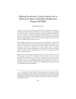 Using Contract Law to Enforce the Home Affordable Modification Program (HAMP)
