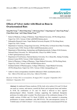 Effects of Velvet Antler with Blood on Bone in Ovariectomized Rats