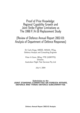 Defence Annual Report 2002-03 Analysis III