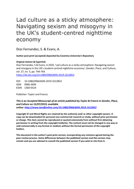 Lad Culture As a Sticky Atmosphere: Navigating Sexism and Misogyny in the UK's Student-Centred Nighttime Economy