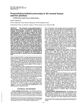Preprocholecystokinin Processingin the Normal Human Anterior Pituitary