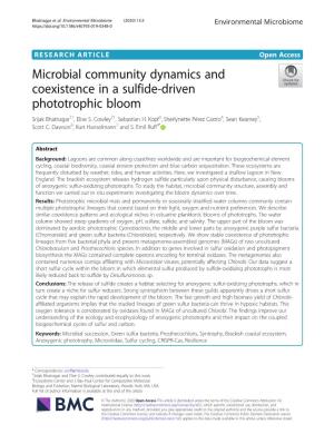 Microbial Community Dynamics and Coexistence in a Sulfide-Driven Phototrophic Bloom Srijak Bhatnagar1†, Elise S