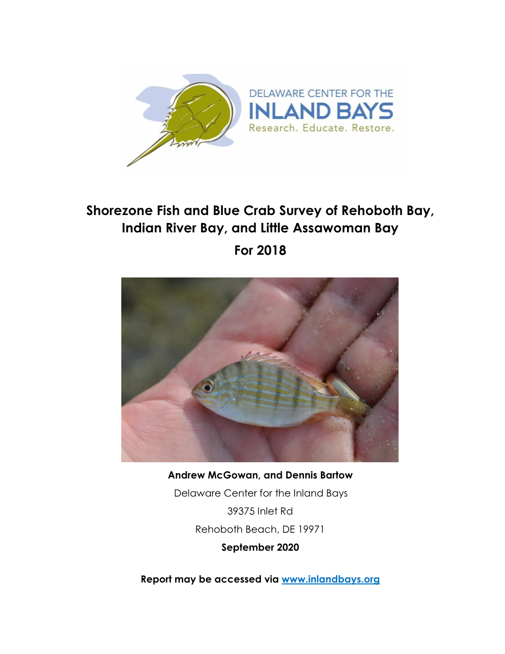 Shorezone Fish and Blue Crab Survey of Rehoboth Bay, Indian River Bay, and Little Assawoman Bay for 2018
