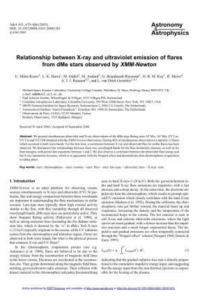 Relationship Between X-Ray and Ultraviolet Emission of Flares From