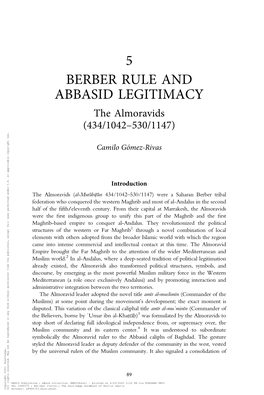 5 BERBER RULE and ABBASID LEGITIMACY the Almoravids (434/1042–530/1147)