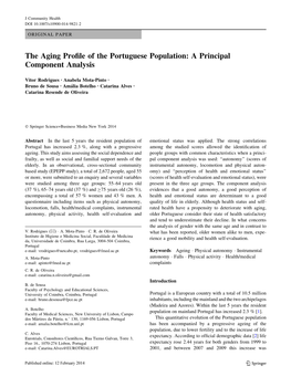 The Aging Profile of the Portuguese Population: a Principal Component
