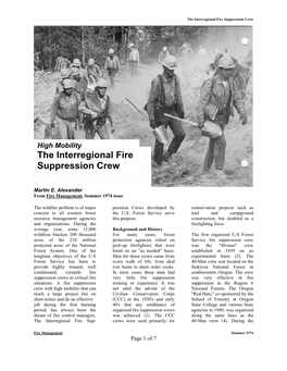The Interregional Fire Suppression Crew