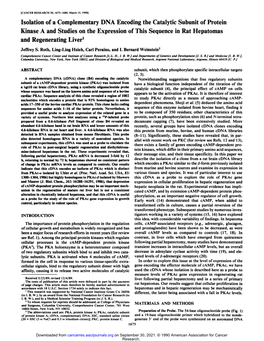 Isolation of a Complementary DNA Encoding the Catalytic Subunit Of