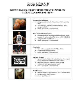 Bruce Bowen Jersey Retirement Luncheon Silent Auction Preview