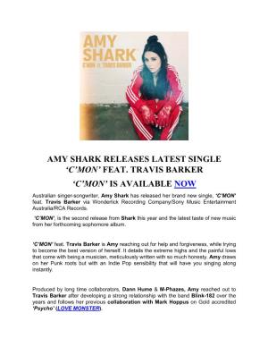 Amy Shark Releases Latest Single 'C'mon' Feat. Travis