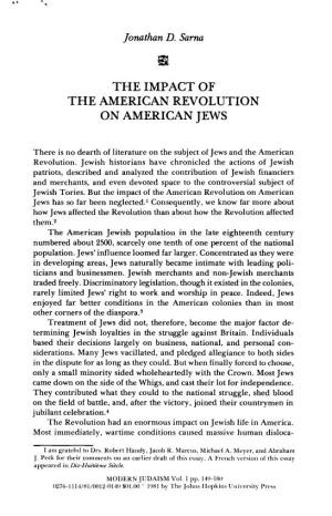The Impact of the American Revolution on American Jews