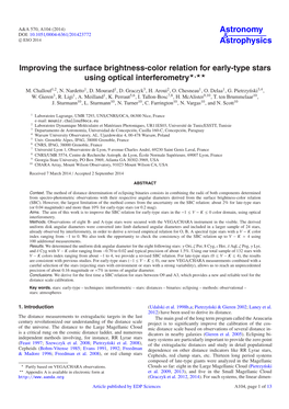 Improving the Surface Brightness-Color Relation for Early-Type Stars Using Optical Interferometry�,