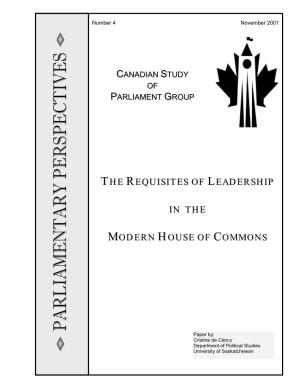 The Requisites of Leadership in the Modern House of Commons 1