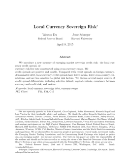 Local Currency Sovereign Risk∗