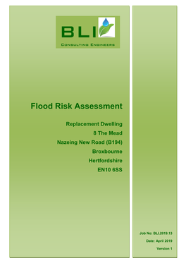 Flood Risk Assessment Replacement Dwelling 8 the Mead Nazeing New Road
