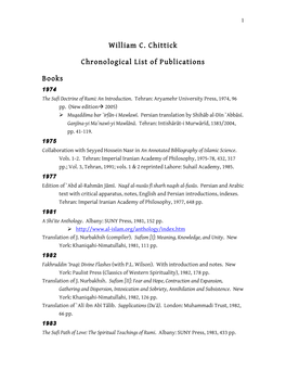 William C. Chittick Chronological List of Publications Books