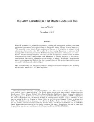 The Latent Characteristics That Structure Autocratic Rule