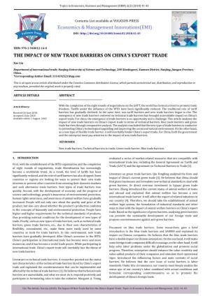 The Impact of New Trade Barriers on China's Export Trade