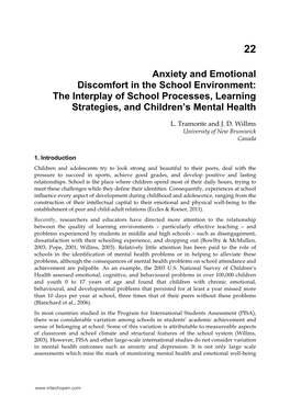 Anxiety and Emotional Discomfort in the School Environment: the Interplay of School Processes, Learning Strategies, and Children’S Mental Health