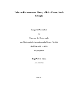 Holocene Environmental History of Lake Chamo, South Ethiopia