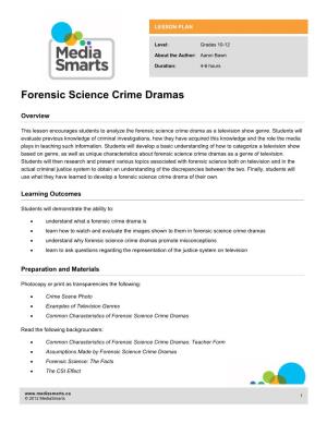 Lesson Forensic Science Crime Dramas
