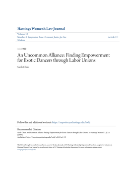 Finding Empowerment for Exotic Dancers Through Labor Unions Sarah Chun
