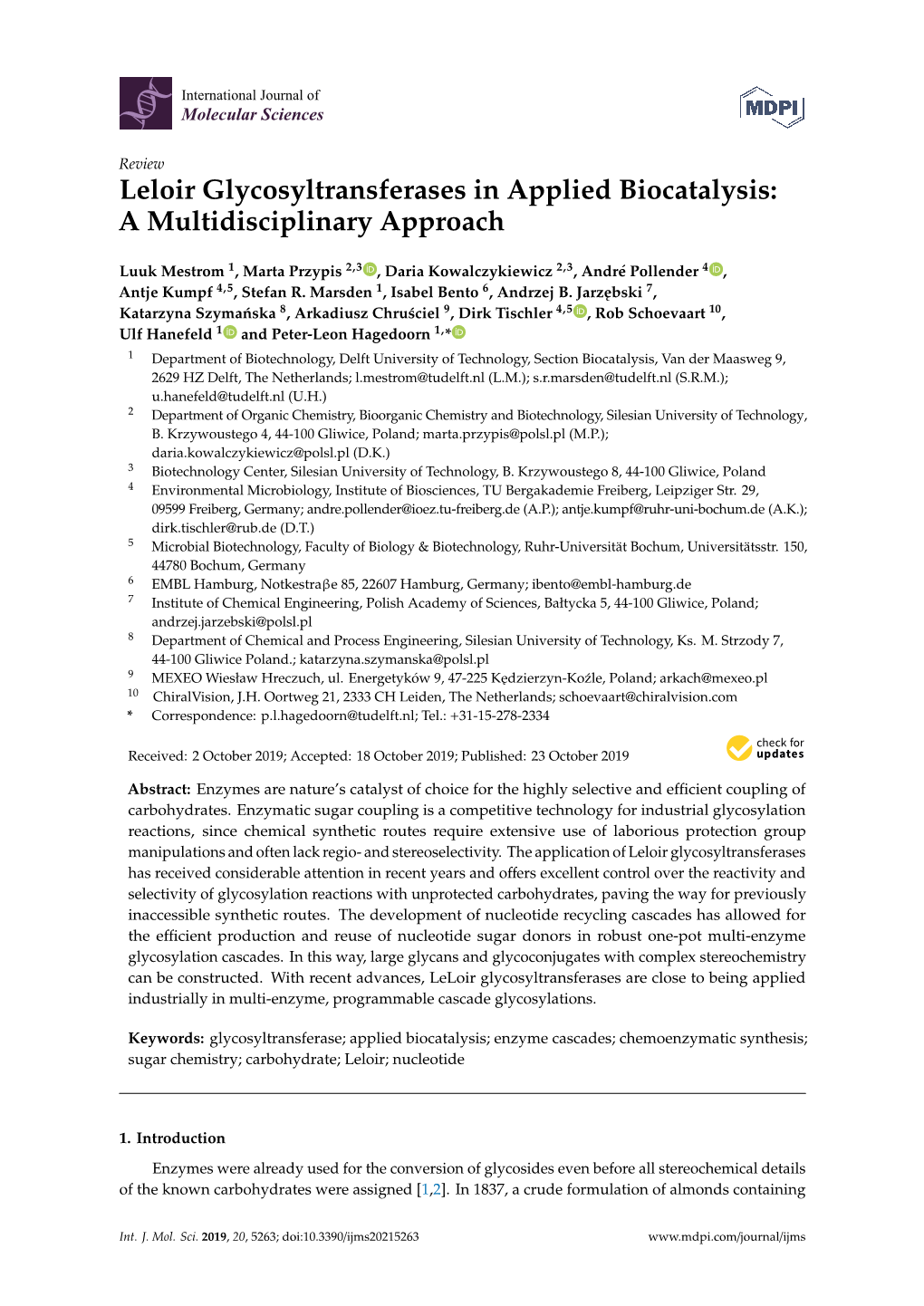 Leloir Glycosyltransferases in Applied Biocatalysis: a Multidisciplinary Approach