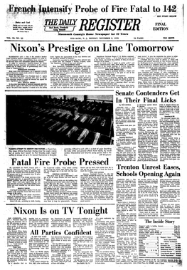 Nixon's Prestige on Line Tomorrow