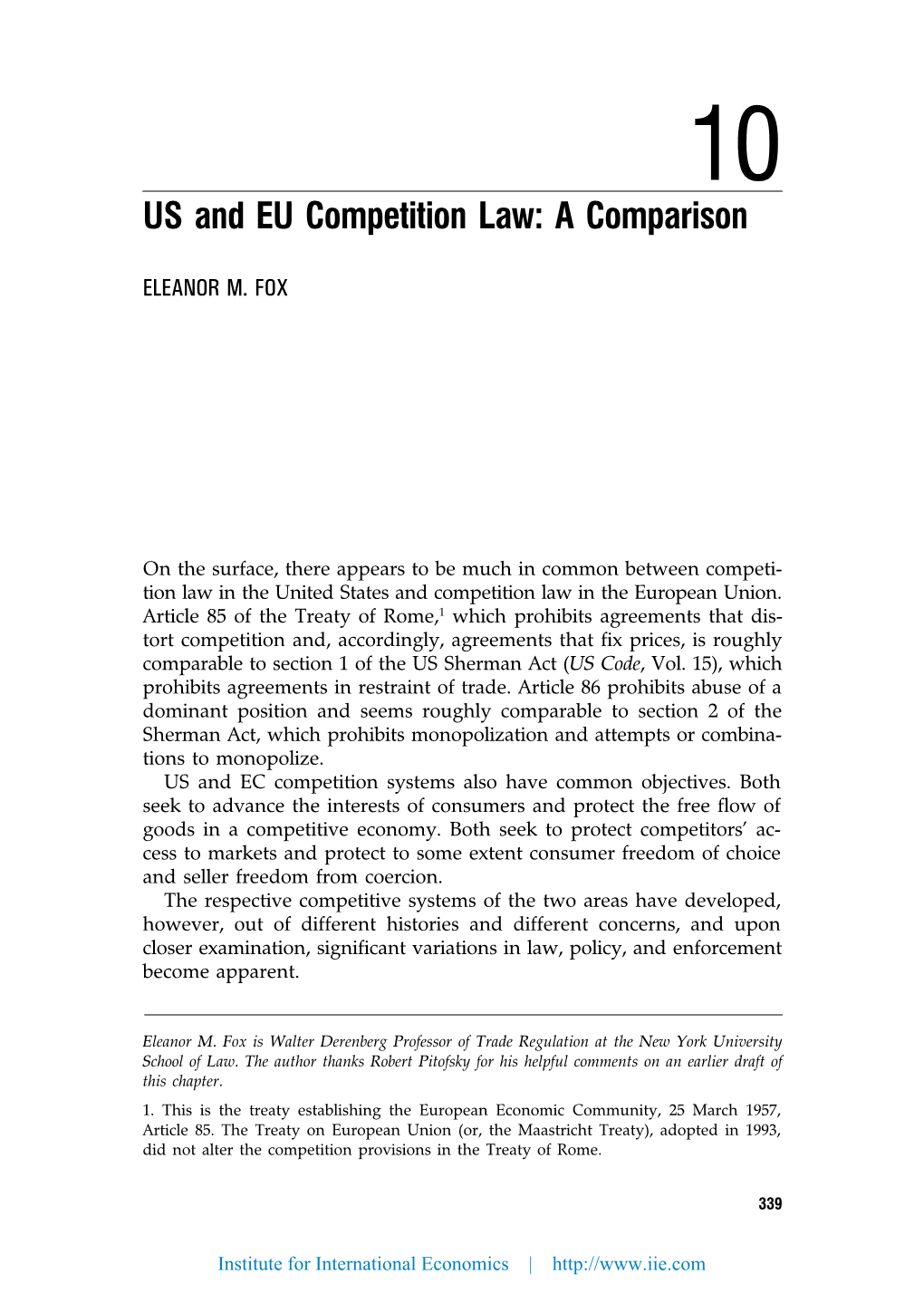 US and EU Competition Law: a Comparison